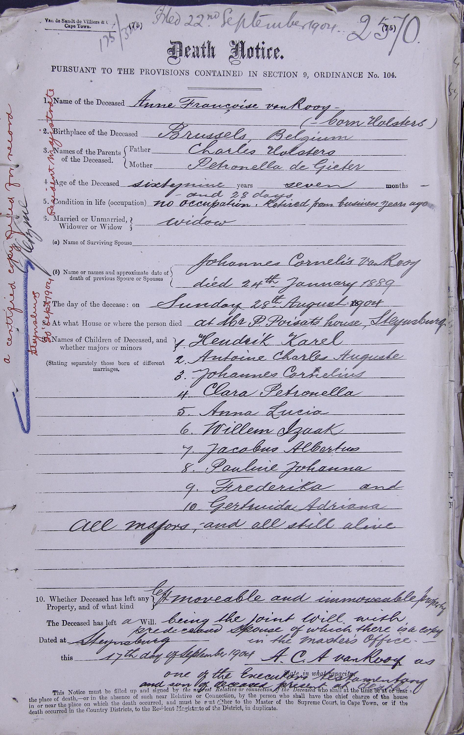 AF Holsters sterfkennis