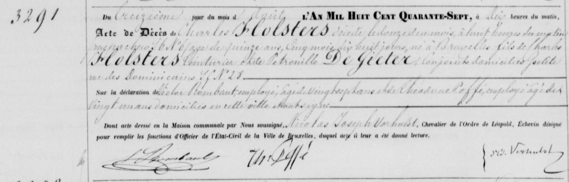 Sterfakte van Charles Holsters