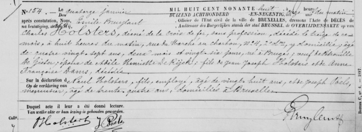 afsterwe van Charles Holsters