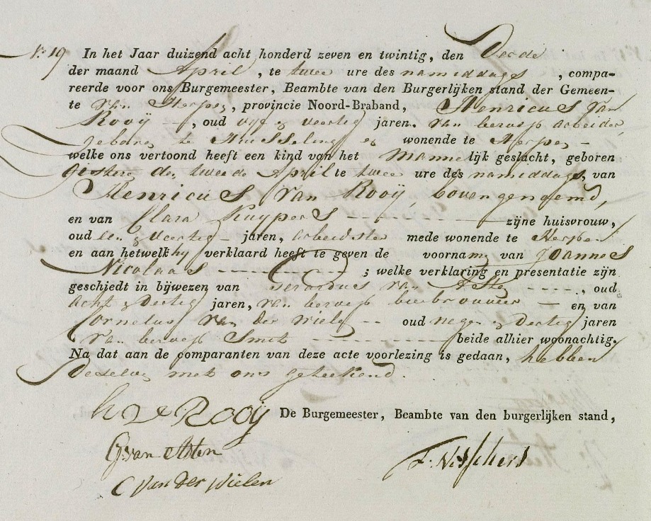 Johannes Nicolaas se geboorte